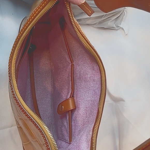 DOONEY & BOURKE Honey Gold Embossed Croc Leather Tote Briefcase Shoulder Bag - Picture 7 of 13